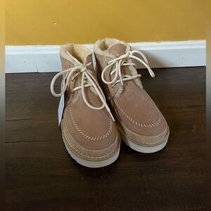 UGG Regenerate Tan Ankle Boots with Cream Laces
